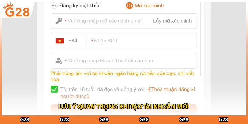 Lưu ý quan trọng khi tạo tài khoản mới